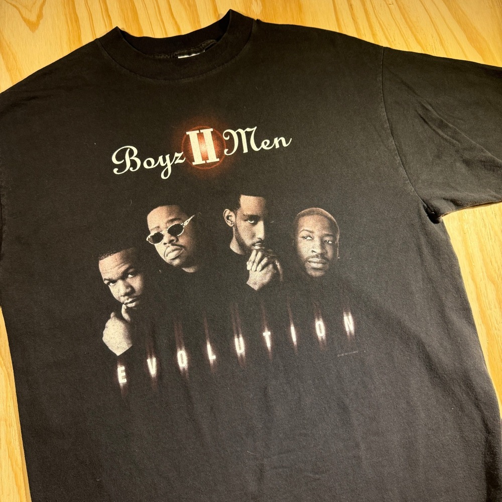 Tultex Men's Vintage Boyz II Men Evolution Album Promo Graphic T-Shirt Black XL